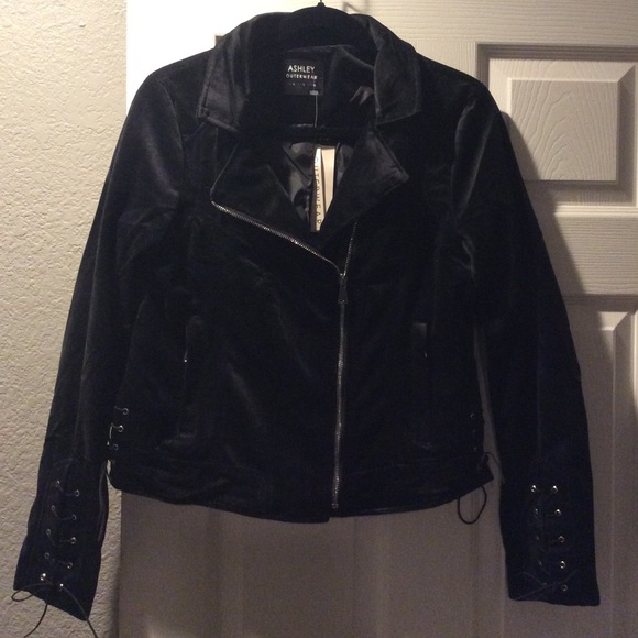 Ashley International black velvet moto jacket - Picture 2 of 8